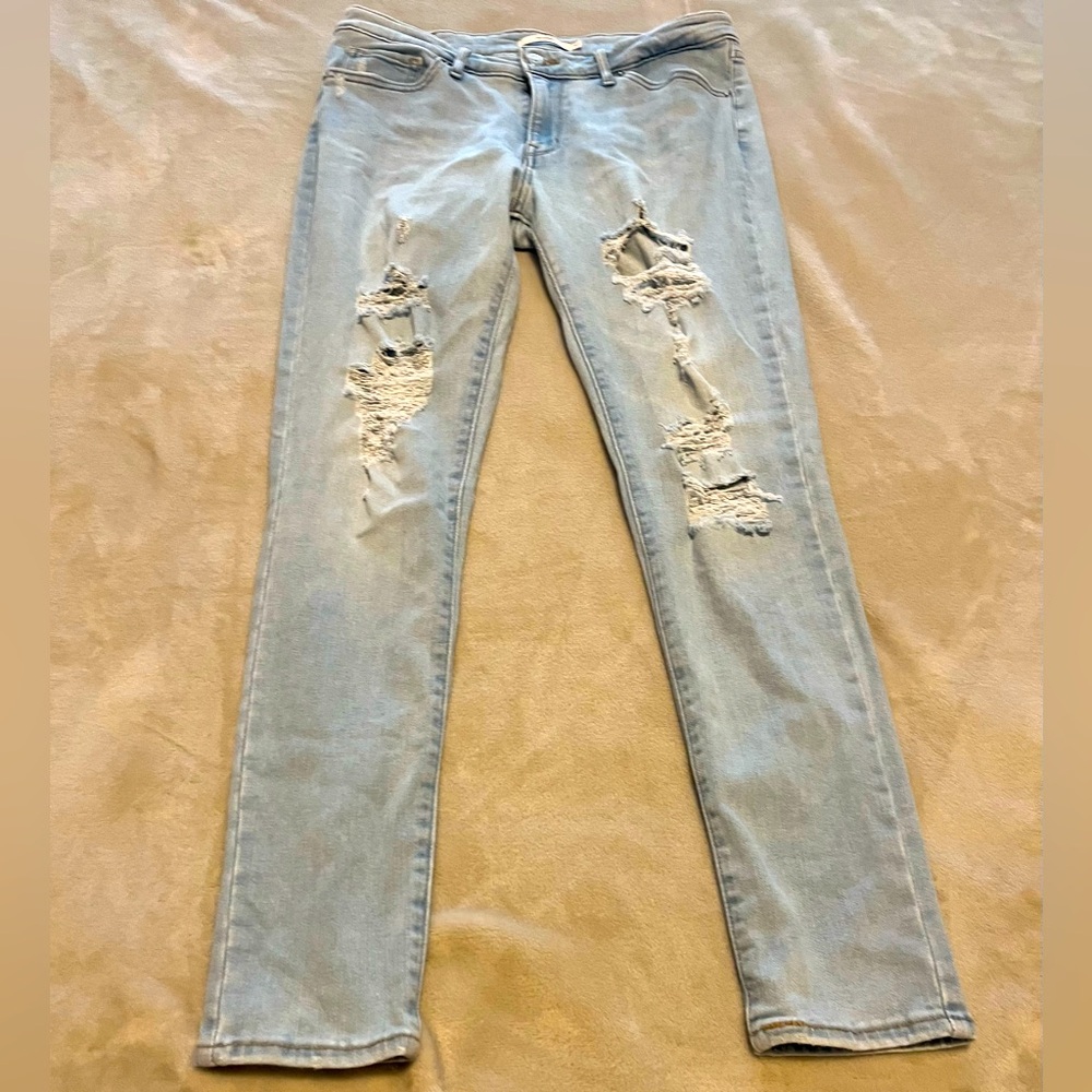 Levi's Light Blue Distressed Skinny Jeans